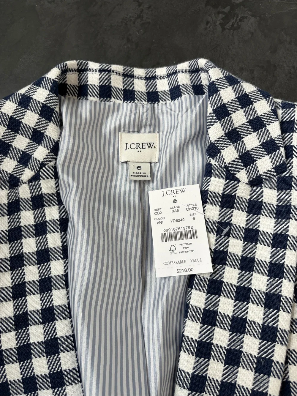 NWT J.Crew Check Blazer